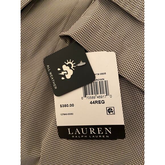 Lauren Ralph Lauren Men's 44R Raincoat Stanza Cream Brown Houndstooth NEW - Picture 9 of 11